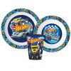 Hot Wheels Blue Fire dinner set, micro plastic set, with glass 260 ml