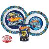 Hot Wheels Blue Fire dinner set, micro plastic set, with glass 260 ml