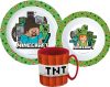 Minecraft dinnerware set, micro plastic set with mug 350 ml