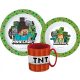 Minecraft dinnerware set, micro plastic set with mug 350 ml