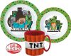 Minecraft dinnerware set, micro plastic set with mug 350 ml