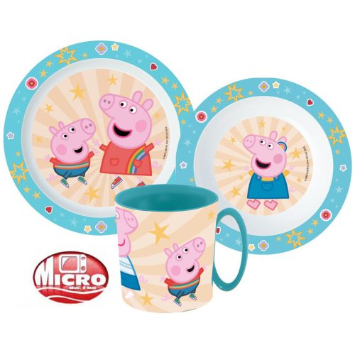 Peppa Pig dinner set, micro plastic set with mug 350 ml