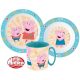 Peppa Pig dinner set, micro plastic set with mug 350 ml