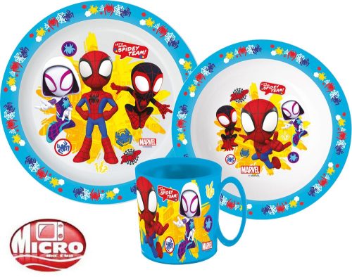 Spiderman dinner set, microwaveable plastic set with 350 ml mug