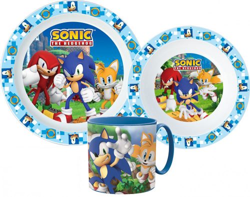 Sonic the Hedgehog dinner set, micro plastic set with mug 265 ml