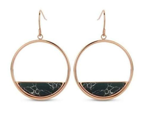 Victoria Rose gold colored black patterned earrings