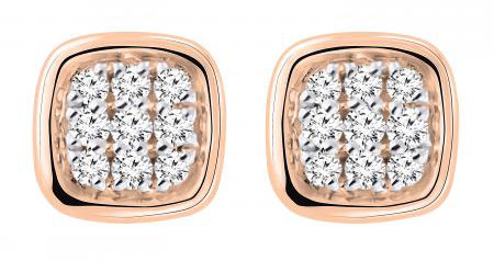 Victoria Rose gold-colored earrings with white stones