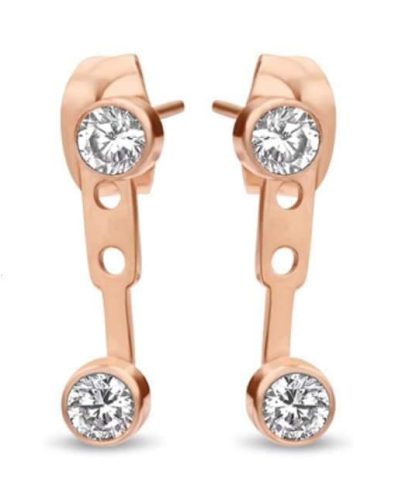 Victoria Rose gold colored white stone earrings