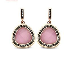 Victoria Rose gold colored pink stone earrings