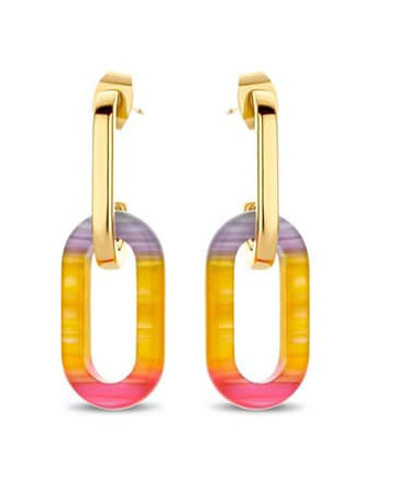 Victoria Gold-Colored Colorful Earrings