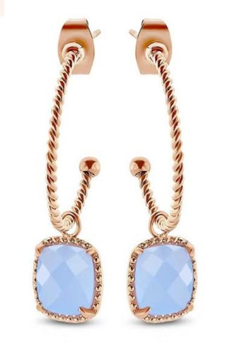 Victoria Rose gold blue stone earrings