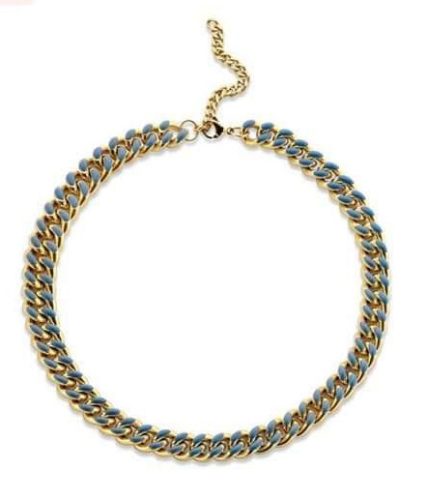 Victoria Gold-Colored Blue Patterned Necklace