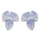 Victoria Silver Colored Blue, White Stone Petal Earrings