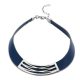 Victoria Silver Colored Blue Leather Necklace