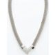 Victoria Silver-Colored White Stone Mesh Necklace