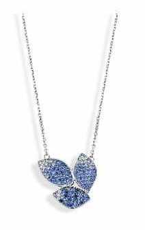 Victoria Silver Colored Blue, White Stone Petal Necklace