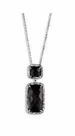 Victoria Silver-colored black stone necklace