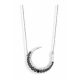 Victoria Silver-colored black and white stone crescent moon necklace