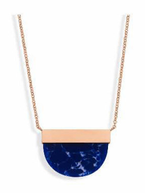 Victoria Rose gold colored blue patterned necklace