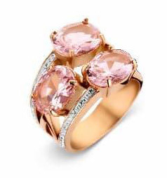 Victoria Rose gold colored white, pink stone ring