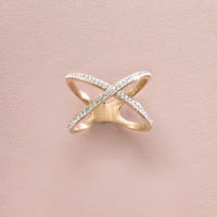 Victoria Rose gold colored ring with white stones