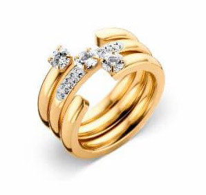 Victoria Gold-colored white stone 3-piece ring set