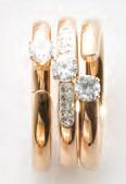 Victoria Rose gold colored white stone 3-piece ring set