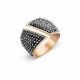 Victoria Rose gold color black stone ring