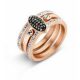 Victoria Rose gold color black, white stone ring set