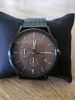 Victoria Men's black metal strap watch