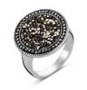 Victoria Silver-colored ring with black stone